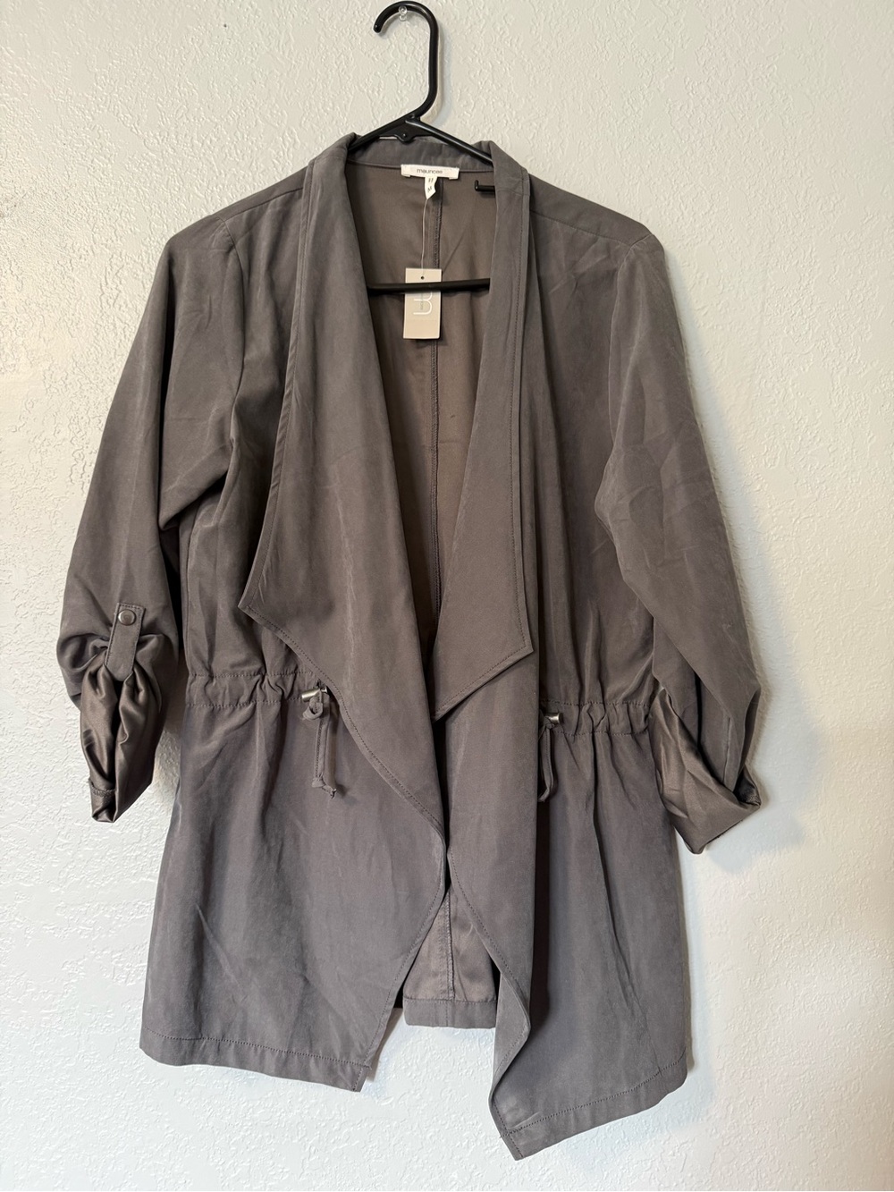 Maurices Charcoal Drawstring Open-Front Blazer